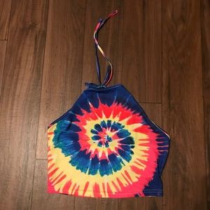 Rainbow tie dye chop top